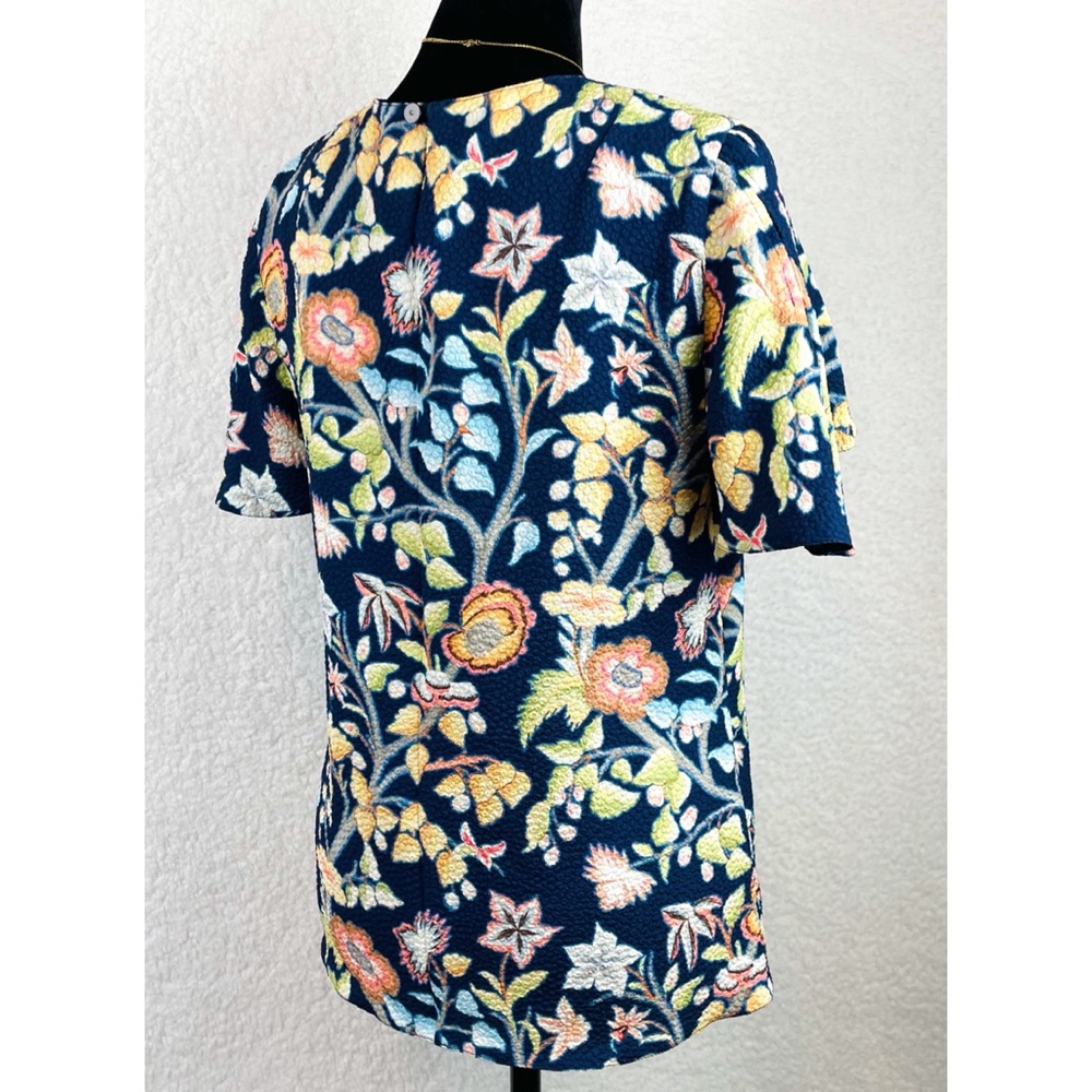 PETER PILOTTO • Blue Floral Print Short Sleeve Blouse, 4 - Picture 6 of 16
